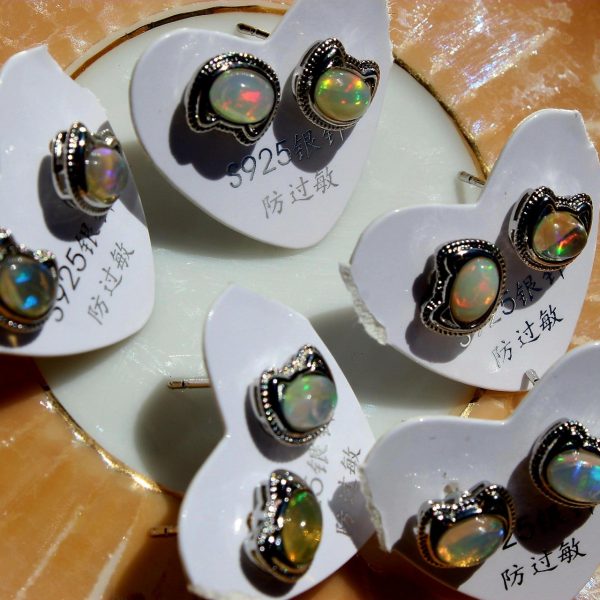 Opal Cat Earrings