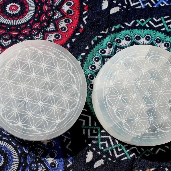 Selenite Flower of life Charging Plate