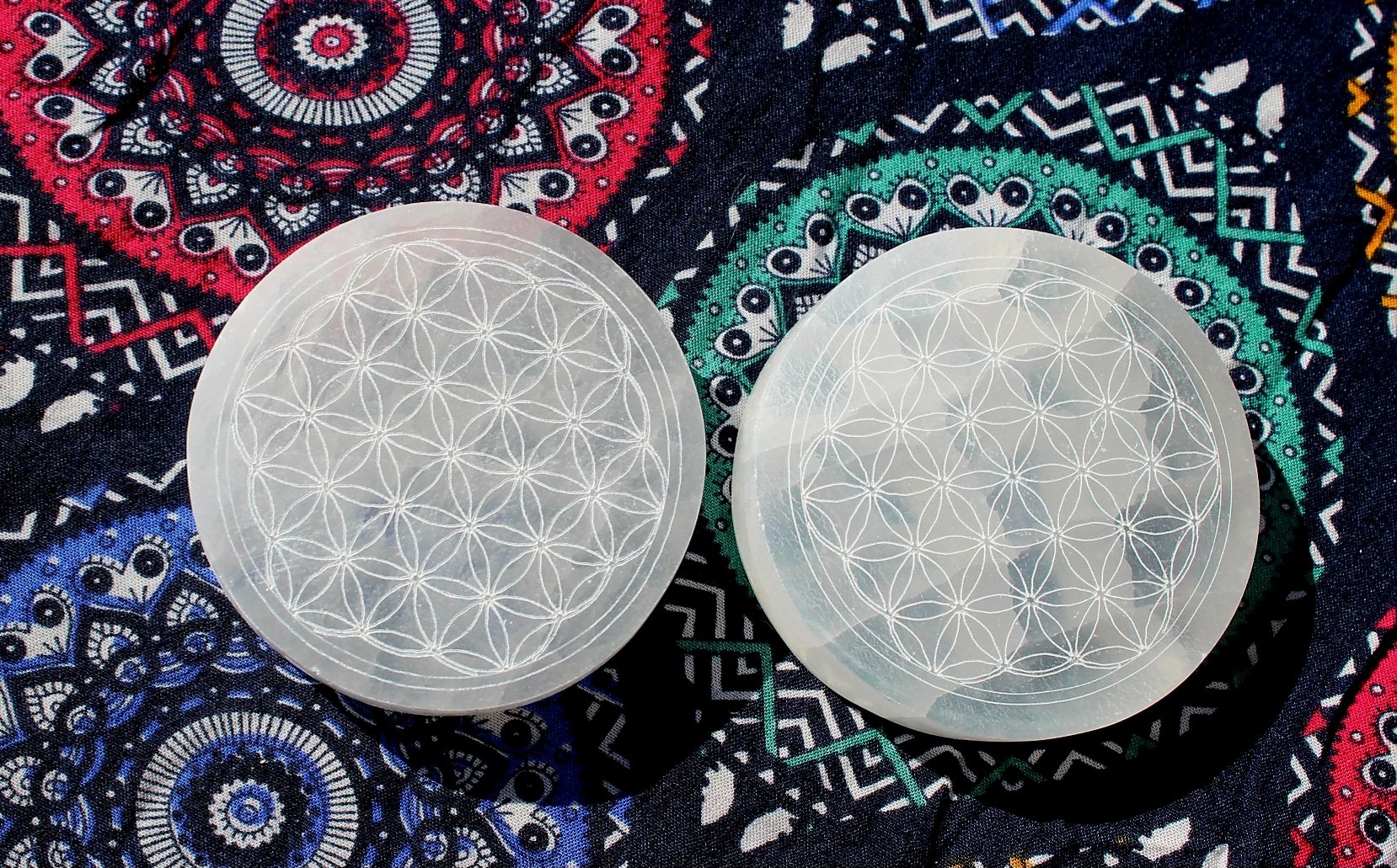 Selenite Flower of life Charging Plate