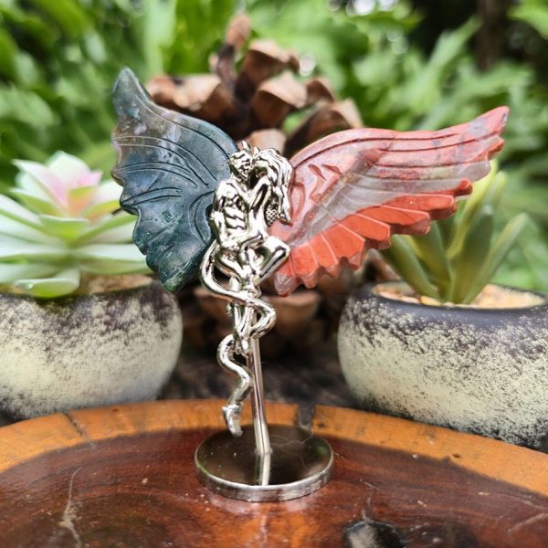 Fire Quartz and Ocean Jasper Angel Devil Wings