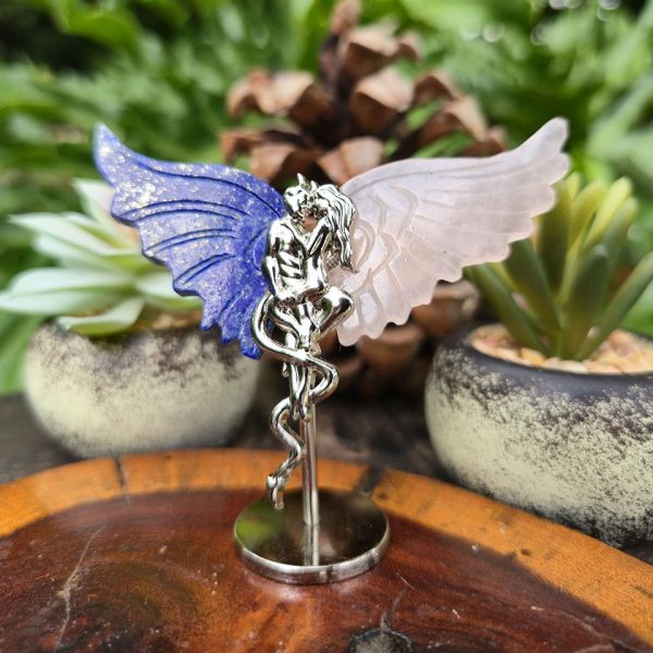 Lapis Lazuli and Rose Quartz Angel Devil Wings