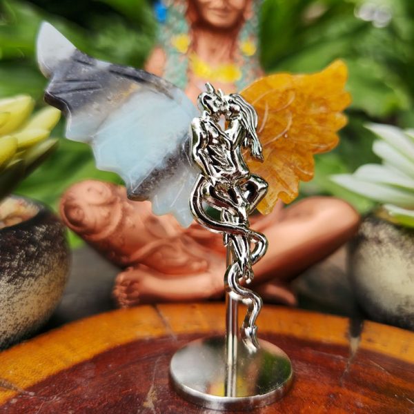 Amazonite and Orange Calcite Angel Devil Wings