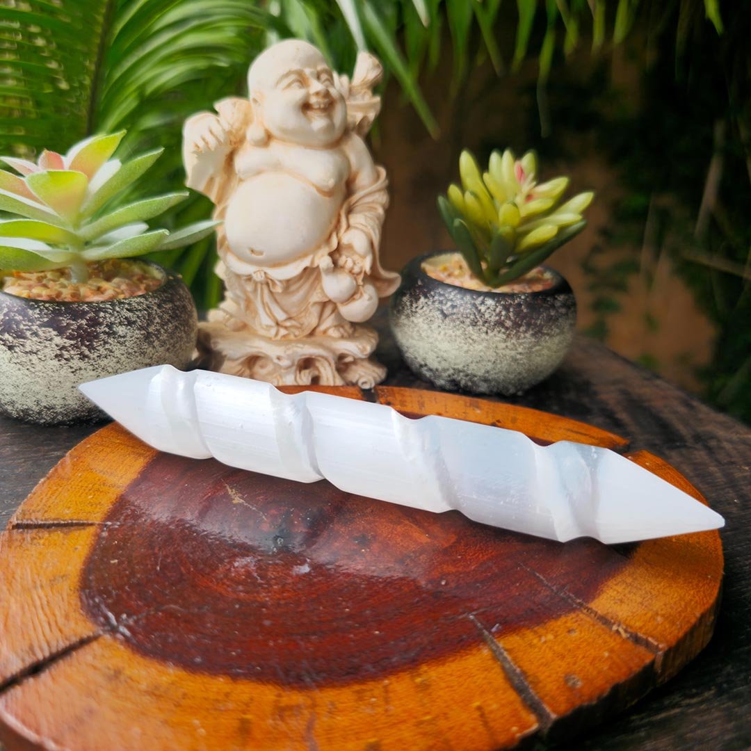 Selenite Spiral Wand
